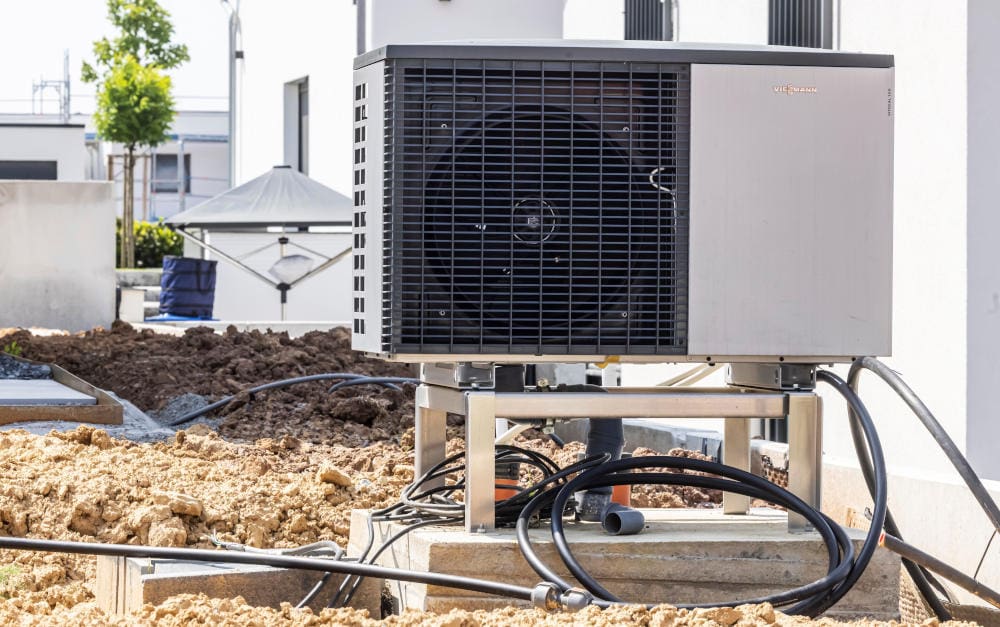 Wärmepumpe am Neubau: Hoffentlich gut gesichert