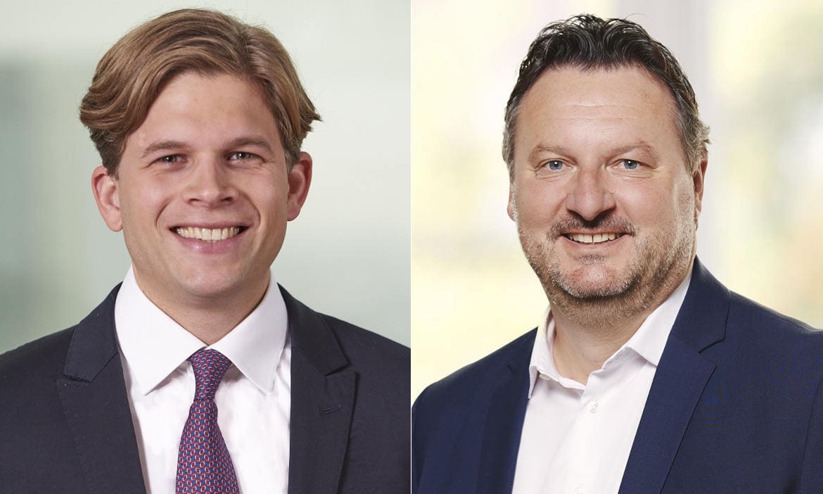 Moritz Schüßler (links) von der Fondsgesellschaft Vanguard und Heiko Reddmann, Geschäftsführer von Honorarkonzept