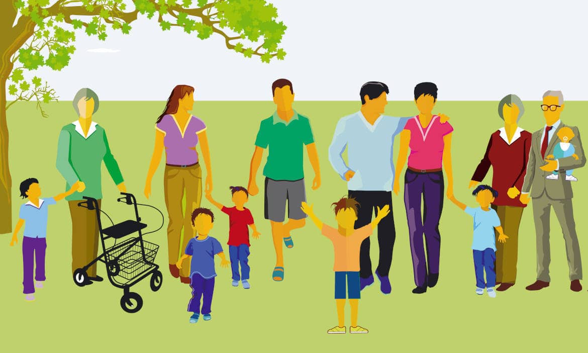 Familie mit mehreren Generationen: Bei den Themen Nachlass und Erben kann die Versicherung als Steuerinstrument helfen