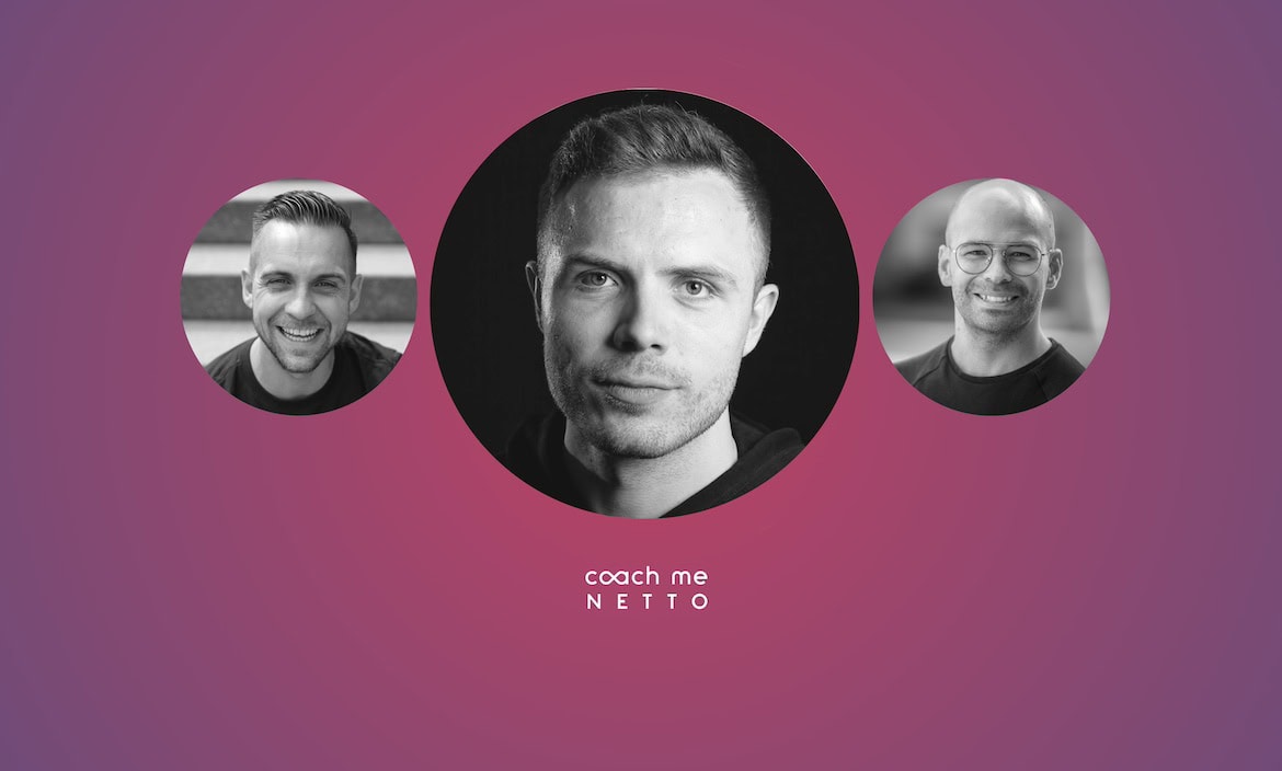 Stephan Busch (links) und Tim Schreitmüller (rechts) von CoachMeNetto interviewen Menschen aus der Branche zum Thema Unternehmertum. Dieses Mal: Benjamin Friedrich.