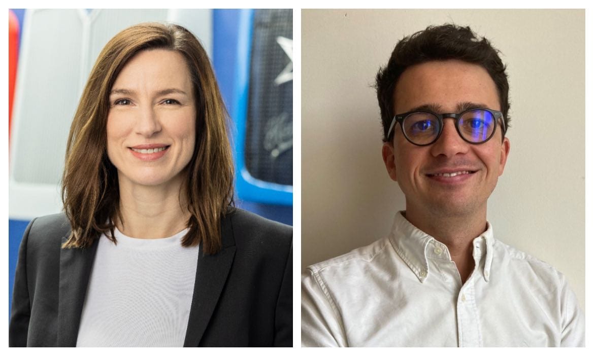 Anja Ludwig, Kravag, und Gianluca Delle Donne, Samsara, über die Zukunft datenbasierter Fahrzeugversicherungen.Anja Ludwig, Kravag, und Gianluca Delle Donne, Samsara, über die Zukunft datenbasierter Fahrzeugversicherungen.