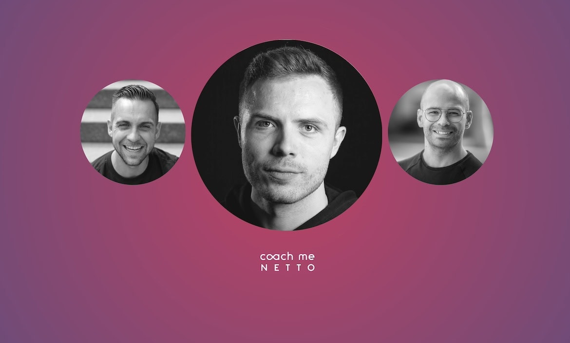 Stephan Busch (links) und Tim Schreitmüller (rechts) von CoachMeNetto interviewen Menschen aus der Branche zum Thema Unternehmertum. Dieses Mal: Benjamin Friedrich.